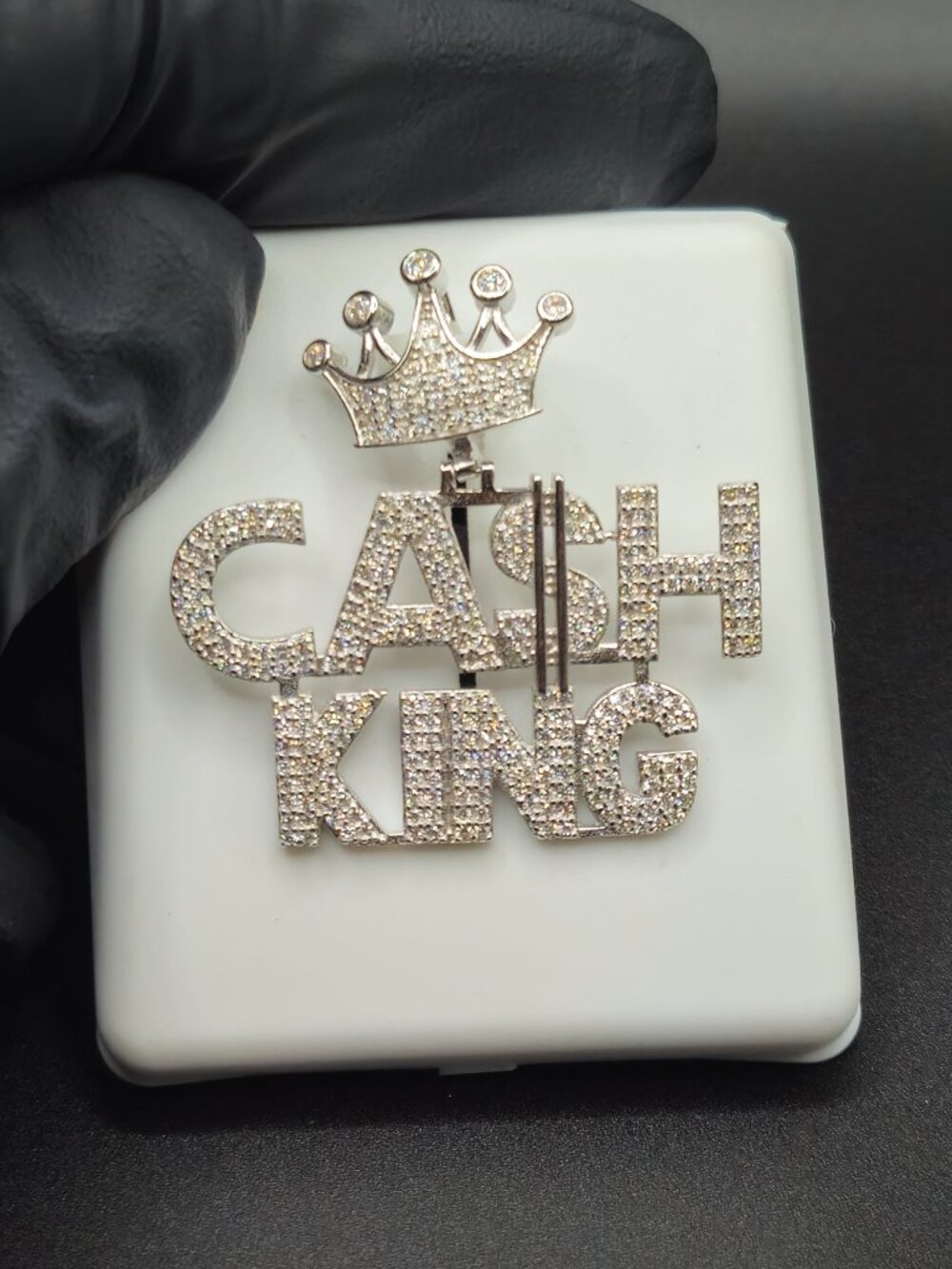 925 Sterling Silver Cash King Moissanite Pendant 9.2mm Bail